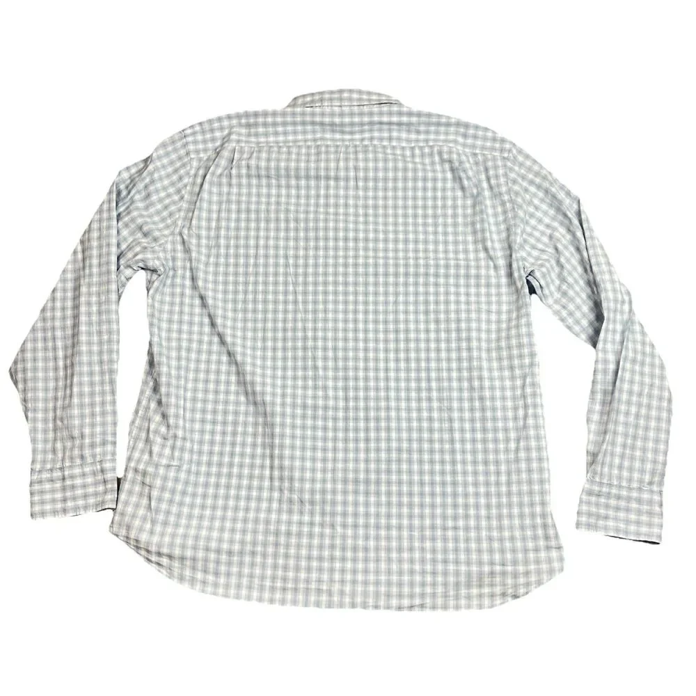 J Crew Button Up Shirt Mens XXL‎ Blue Gingham Check Flex Washed Classic BP969